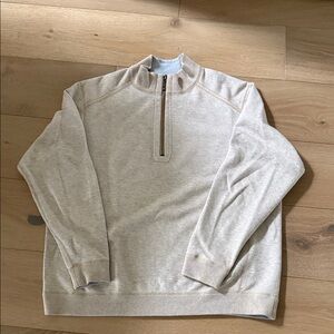 Men's Beige/Blue Reversible Tommy Bahama Quarter-Zip Sweater